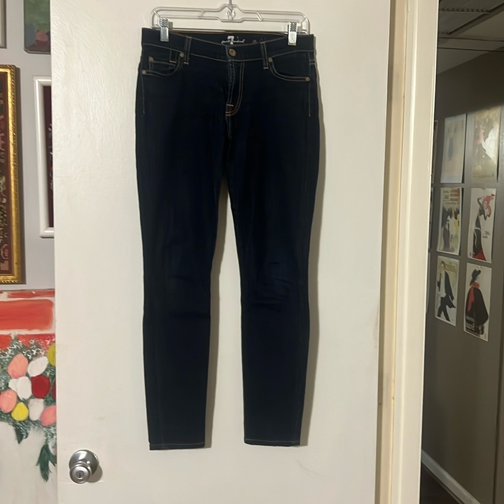 7 for all Mankind the skinny dark blue jeans